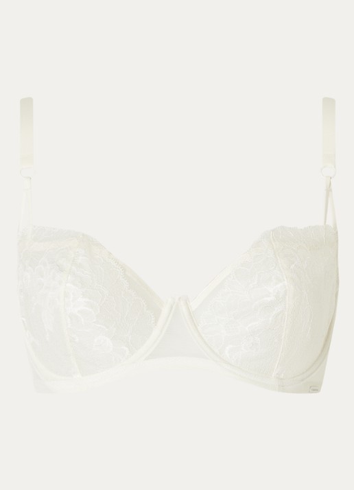 Calvin Klein Balconette bh van kant  - voorkant 4 gebroken wit