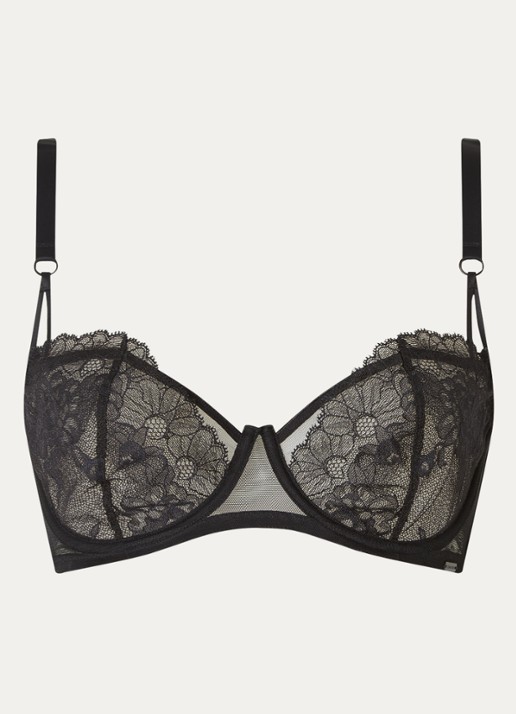 Calvin Klein Balconette bh van kant  - voorkant 3 black-ub1