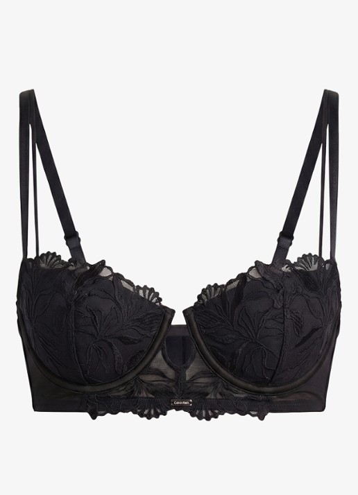 Calvin Klein Balconette bh van mesh met borduring - voorkant zwart