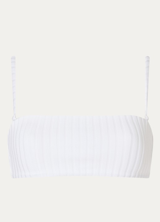 Calvin Klein Bandeau bikinitop met ribstructuur - voorkant 2 gebroken wit