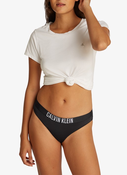 Calvin Klein Bikini slip met logoband - voorkant 6 zwart