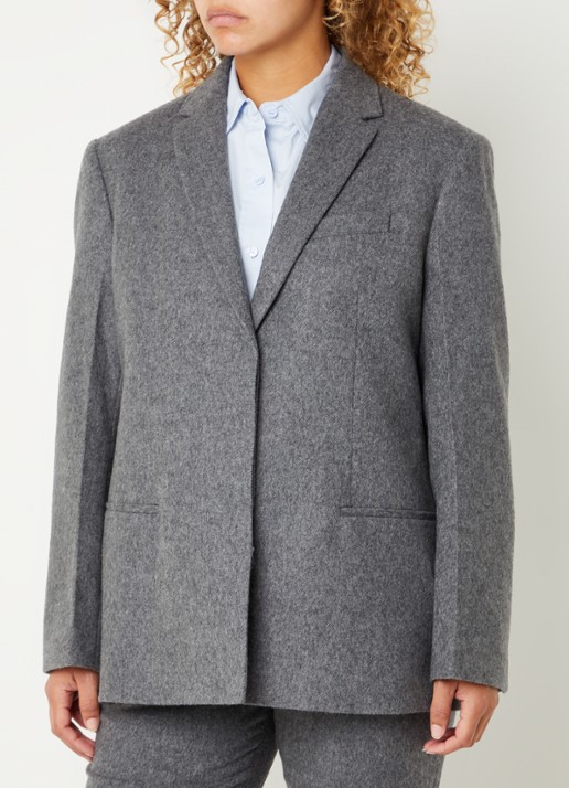 Calvin Klein Blazer in wolblend met paspelzakken - detail 2 donkergrijs