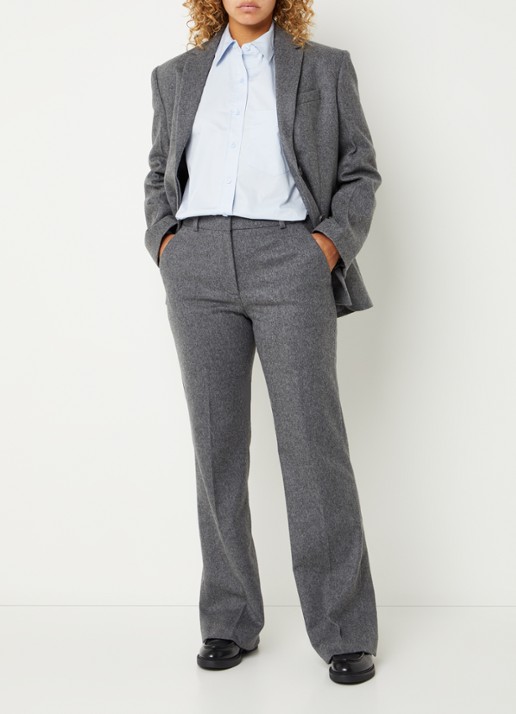 Calvin Klein Blazer in wolblend met paspelzakken - voorkant 5 donkergrijs