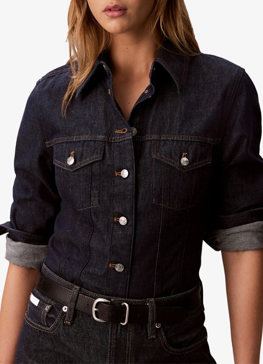 Calvin Klein Blouse van denim - detail 2 indigo