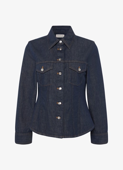 Calvin Klein Blouse van denim - voorkant 4 indigo