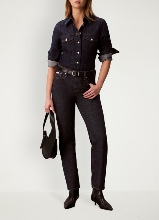 Calvin Klein Blouse van denim - voorkant 5 indigo