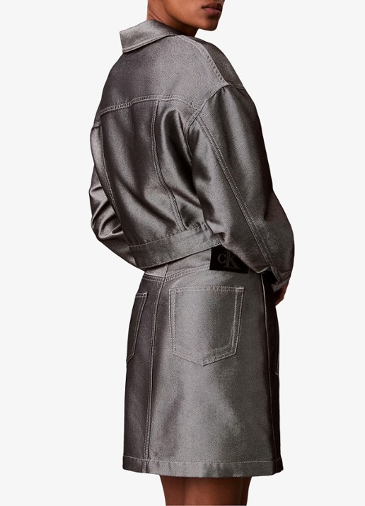 Calvin Klein Bomber jack van denim - achterkant 3 grijs