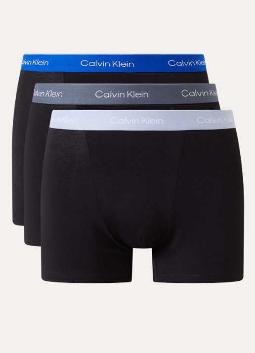 Calvin Klein Boxershorts met logoband in 3-pack - voorkant blauw