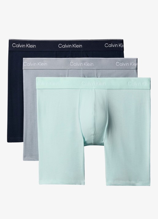 Calvin Klein Boxershorts met logoband in 3-pack - voorkant lichtblauw