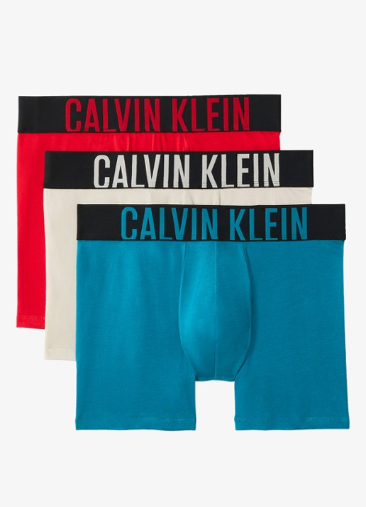 Calvin Klein Boxershorts met logoband in 3-pack - voorkant 4 donkerblauw