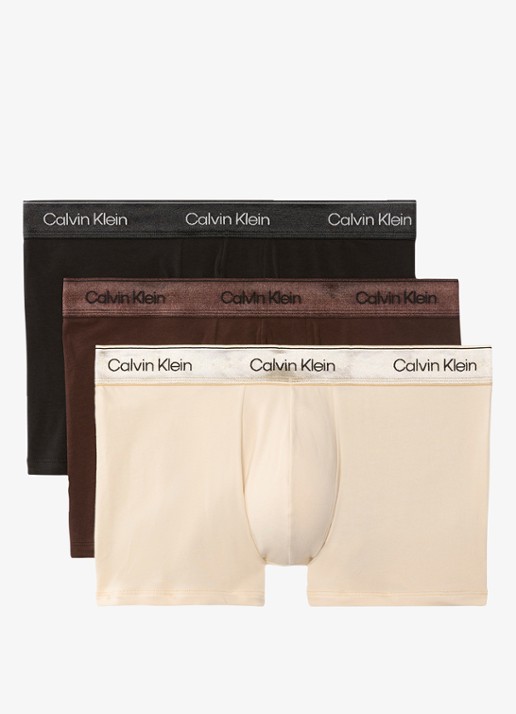 Calvin Klein Boxershorts met logoband in 3-pack - voorkant 4 bruin