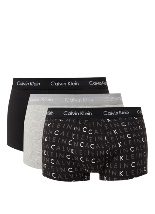Calvin Klein Boxershorts met logoband in 3-pack - voorkant 2 zwart