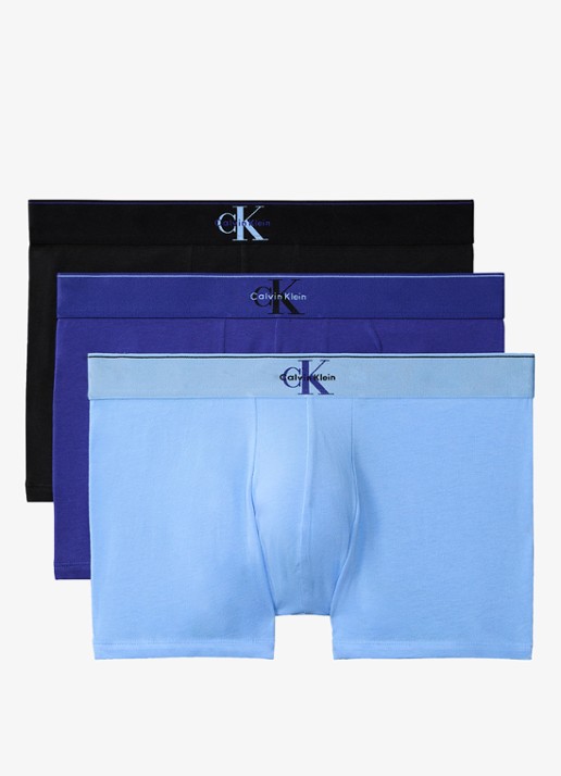 Calvin Klein Boxershorts met logoband in 3-pack - voorkant 2 blauw