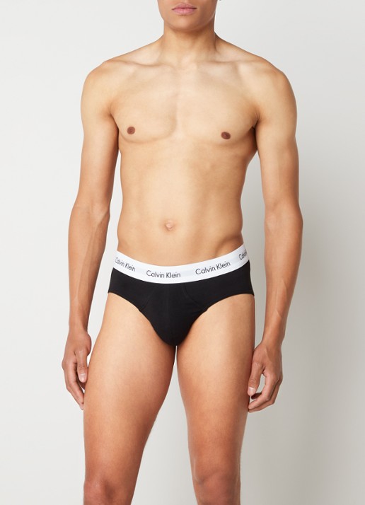 Calvin Klein Boxerslips met logoband in 3-pack - voorkant 4 zwart