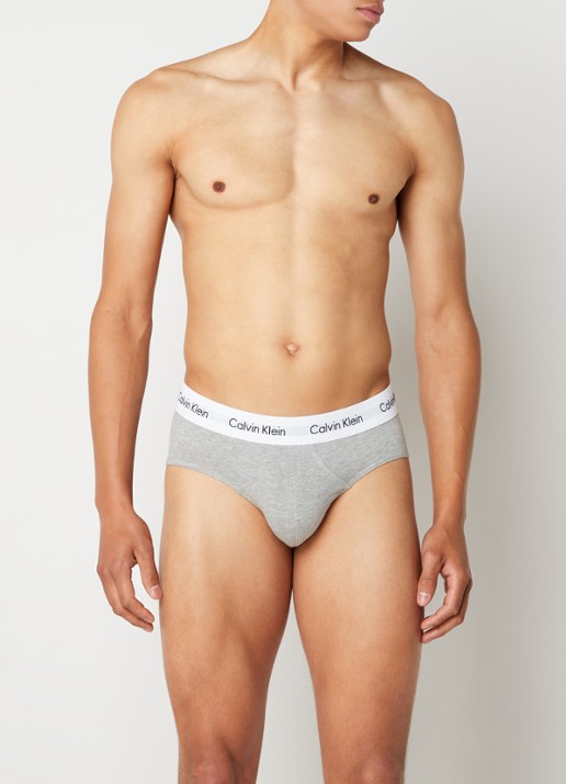 Calvin Klein Boxerslips met logoband in 3-pack - voorkant 2 grijs