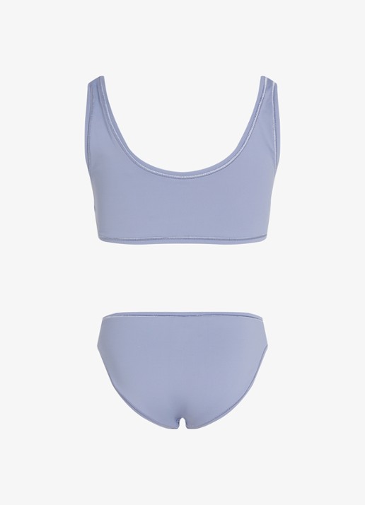 Calvin Klein Bralette met logo en slip in set - achterkant 3 lavendel