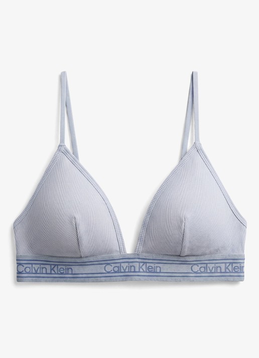 Calvin Klein Bralette met logoband en ribstructuur - voorkant 5 grijsmele