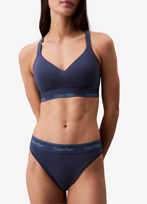 Calvin Klein Bralette met logoband - voorkant 7 donkerblauw
