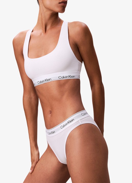 Calvin Klein Bralette met logoband - detail 5 wit