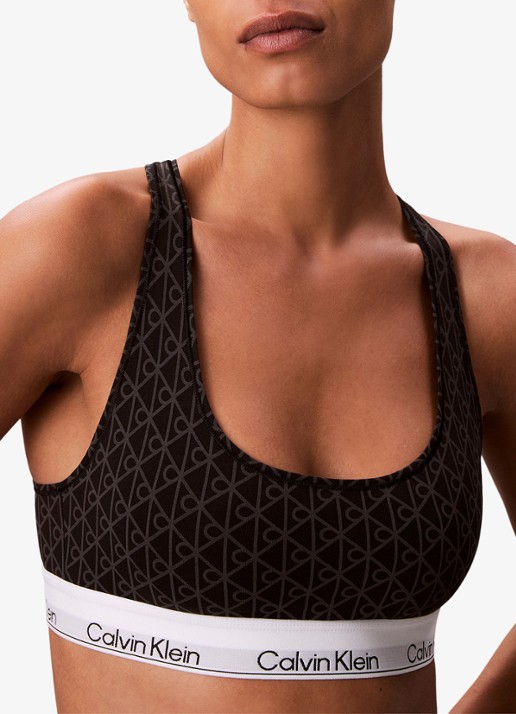Calvin Klein Bralette met logoband - detail antraciet