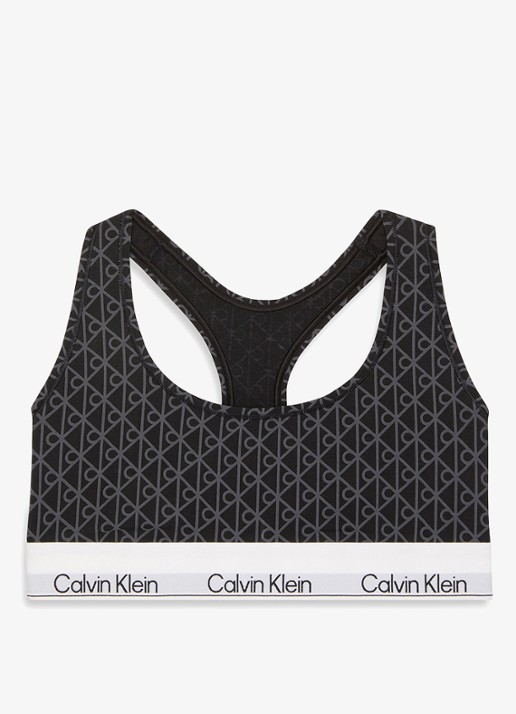 Calvin Klein Bralette met logoband - voorkant 5 antraciet