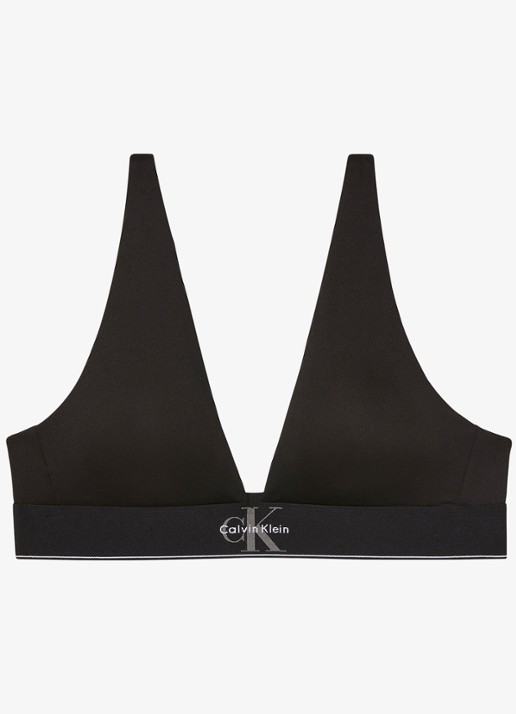 Calvin Klein Bralette met logoband - voorkant zwart