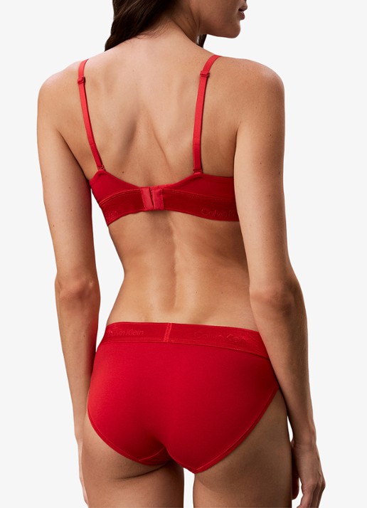 Calvin Klein Bralette met logoband - achterkant 7 kersenrood