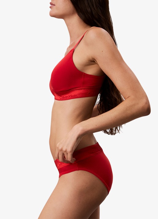 Calvin Klein Bralette met logoband - detail 3 kersenrood