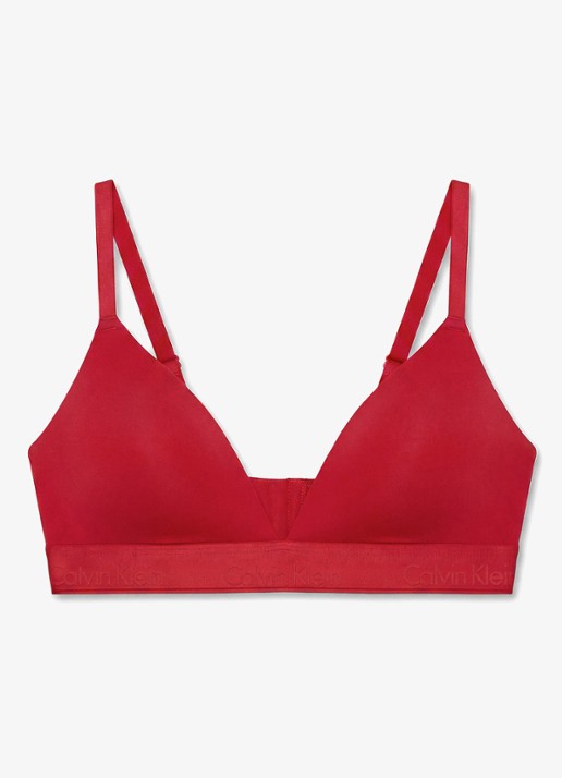 Calvin Klein Bralette met logoband - voorkant 5 kersenrood