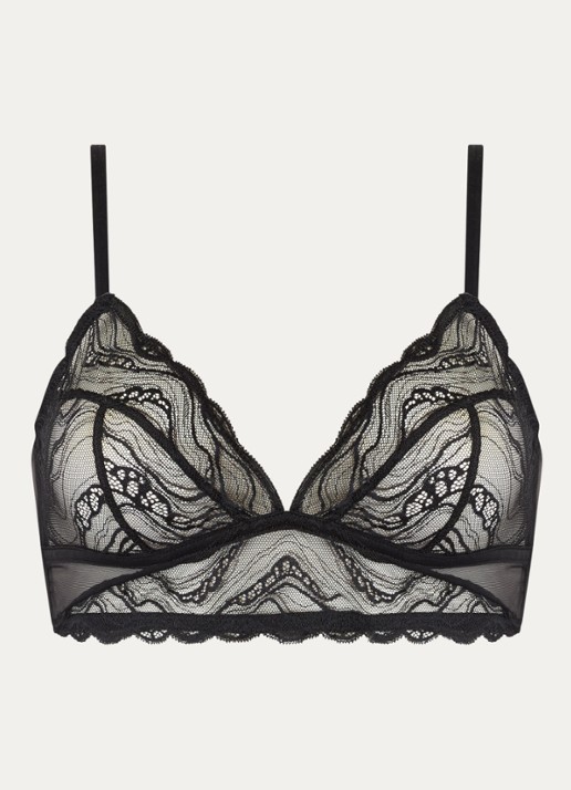 Calvin Klein Bralette van kant - voorkant zwart