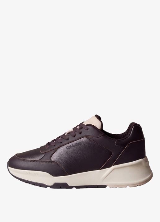 Calvin Klein Chunky Dad sneaker van leer met logo - detail 3 aubergine