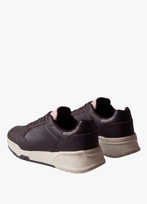 Calvin Klein Chunky Dad sneaker van leer met logo - detail 4 aubergine