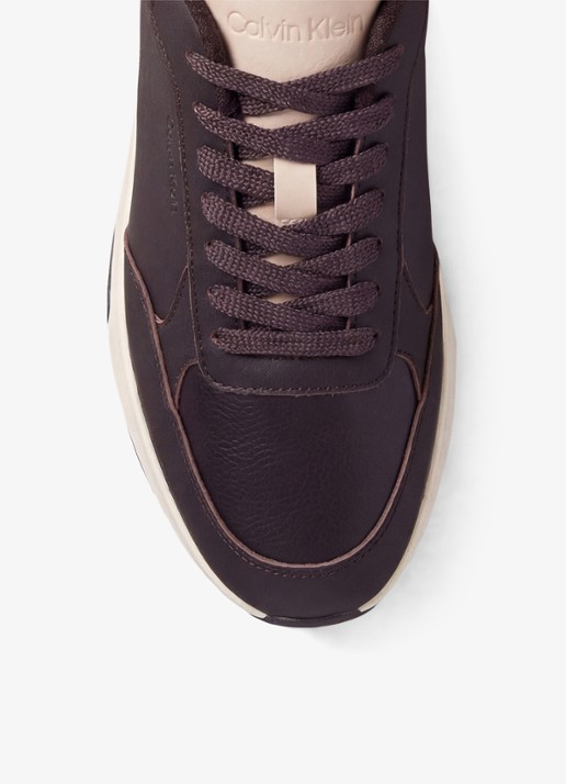 Calvin Klein Chunky Dad sneaker van leer met logo - detail 5 aubergine