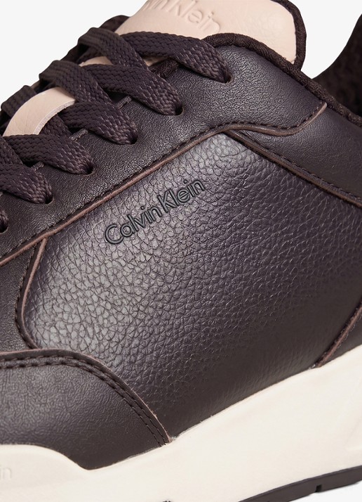Calvin Klein Chunky Dad sneaker van leer met logo - detail 6 aubergine