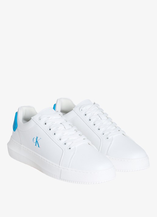 Calvin Klein CHUNKY LEATHER TRAINERS - voorkant 2 wit