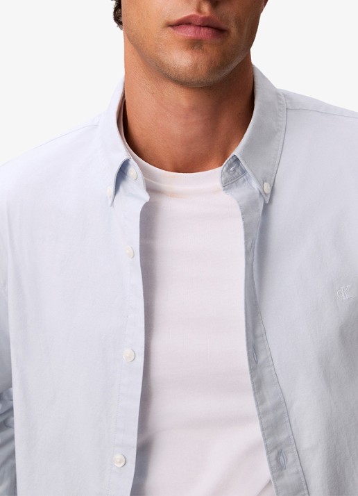 Calvin Klein Classix Oxford regular fit overhemd met logoborduring - detail 7 lichtblauw
