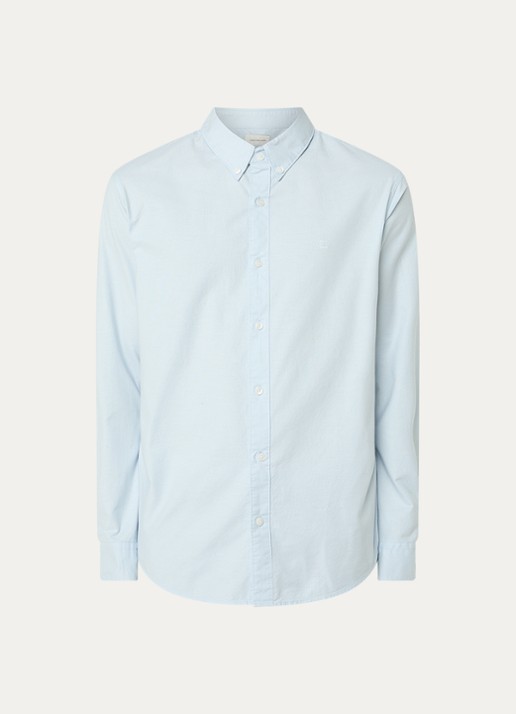 Calvin Klein Classix Oxford regular fit overhemd met logoborduring - voorkant 2 lichtblauw