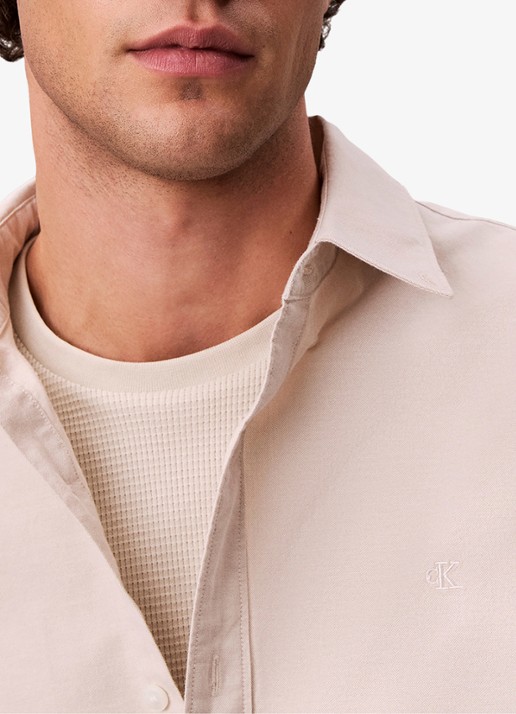Calvin Klein Classix Oxford regular fit overhemd met logoborduring - detail 4 white pepper / wit