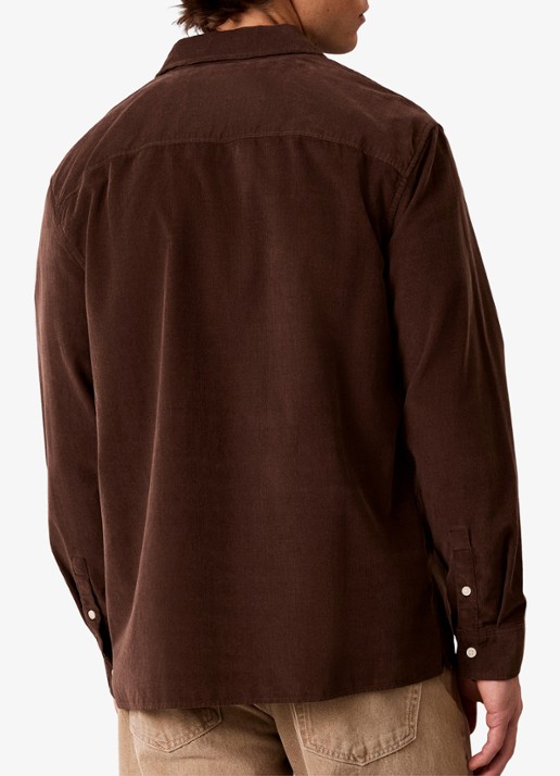 Calvin Klein Comfort fit overhemd van corduroy met borstzak - achterkant 5 kastanjebruin