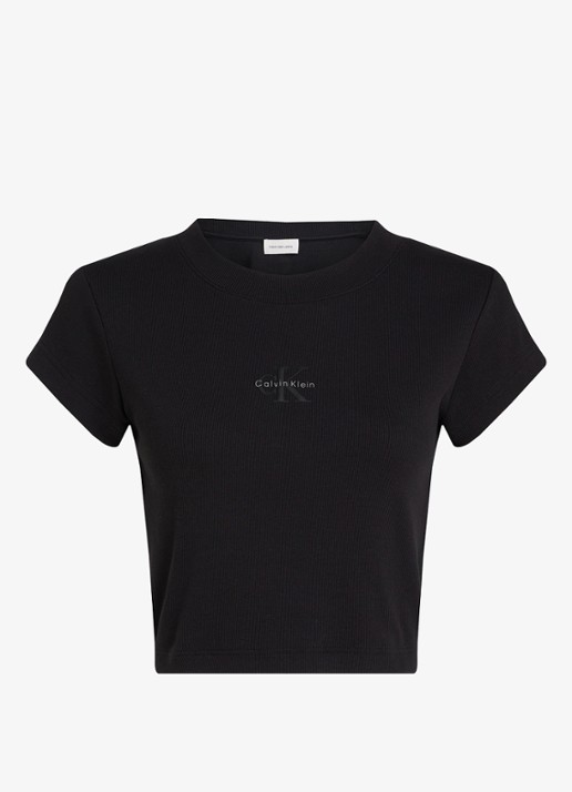 Calvin Klein Cropped T-shirt met logo - voorkant 8 zwart