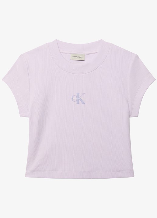Calvin Klein Cropped T-shirt met logo - voorkant island lilac-3oq / paars