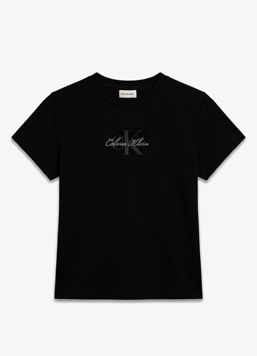 Calvin Klein Cropped T-shirt met logo - voorkant 5 zwart