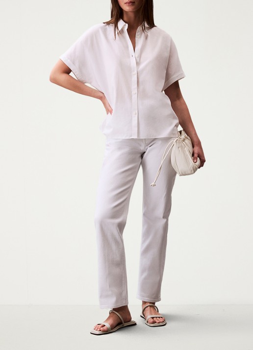 Calvin Klein Dolman blouse met vleermuismouw - voorkant 2 wit