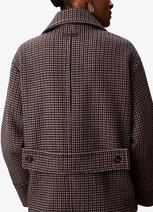Calvin Klein Double-breasted mantel met pied-de-poule dessin - achterkant 7 grijs