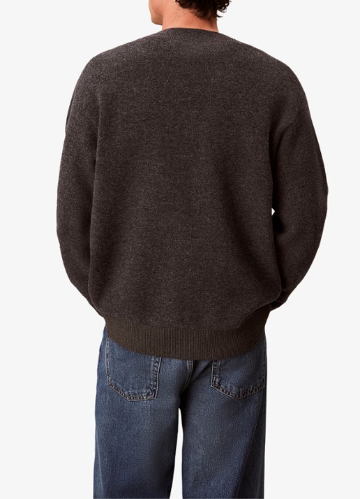 Calvin Klein Fijngebreid vest met logoborduring - achterkant donkergrijs
