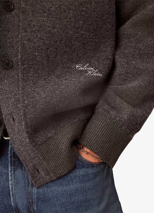 Calvin Klein Fijngebreid vest met logoborduring - detail 6 donkergrijs