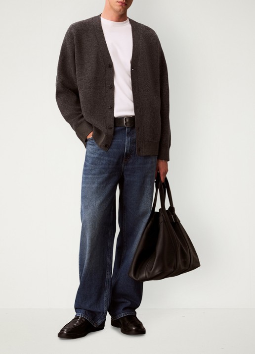 Calvin Klein Fijngebreid vest met logoborduring - voorkant 3 donkergrijs