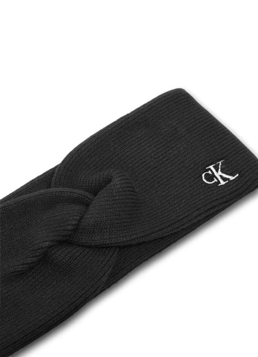 Calvin Klein Fijngebreide haarband met logo - voorkant 2 zwart