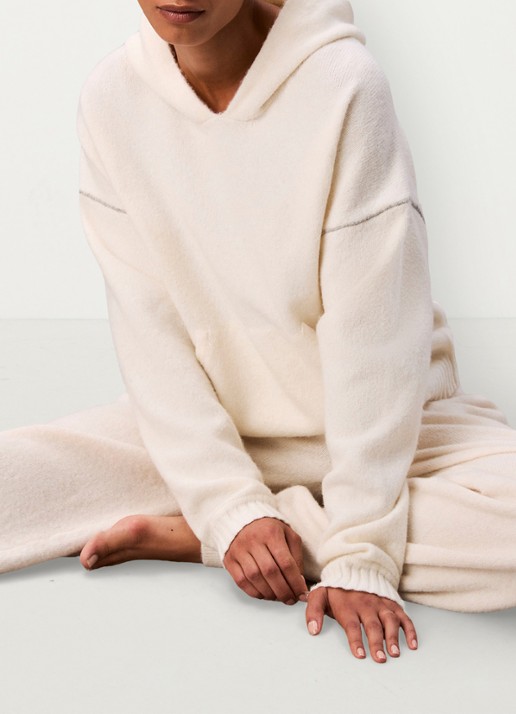 Calvin Klein Fijngebreide hoodie met lurex - detail 6 ivoor