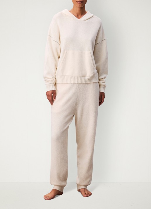 Calvin Klein Fijngebreide hoodie met lurex - voorkant 2 ivoor